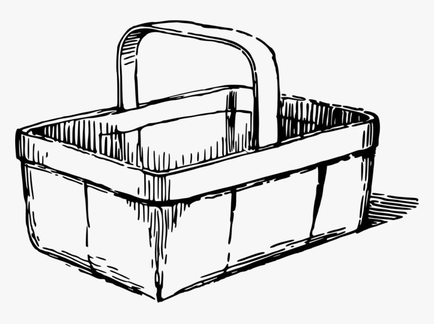 Line Art,automotive Exterior,monochrome Photography - Picnic Basket Line Drawing, HD Png Download