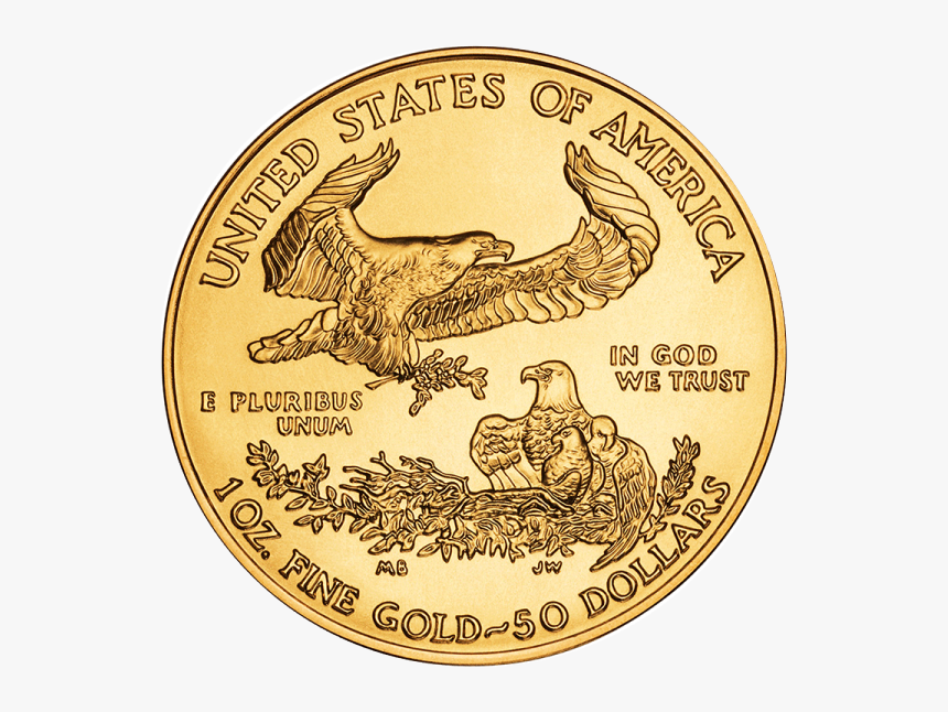 Fine Gold Coin With American Eagle Back - Gold Coins, HD Png Download