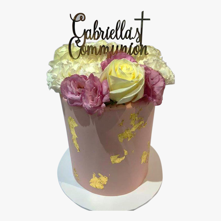 Smooth Buttercream W/ Gold Flakes Floral Double-height - Garden Roses, HD Png Download