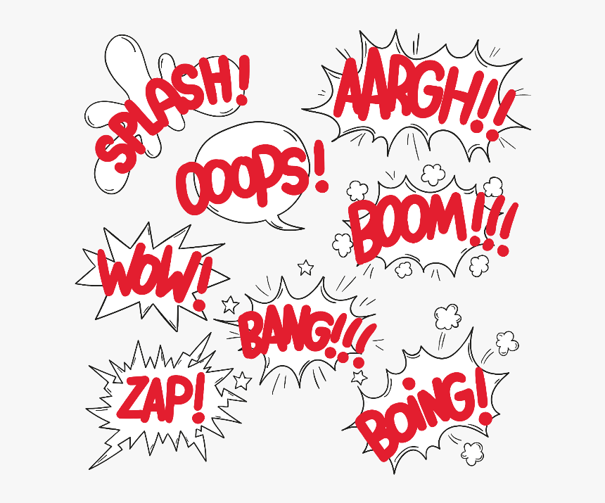 Comic Explosion Cloud Dialog Background Red Ftestickers - Onomatopoeia Clipart, HD Png Download