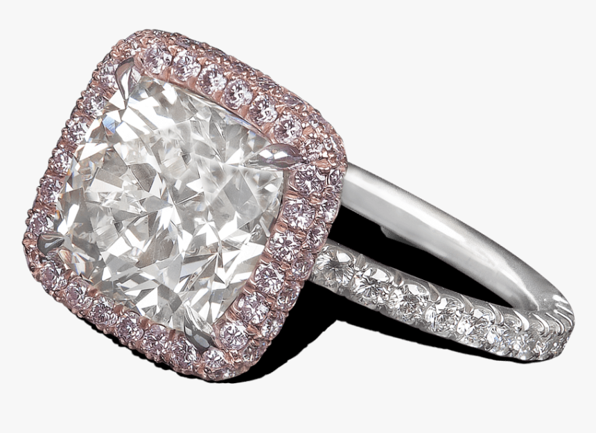 Ring Anastasia Multirow Halo Pink Diamonds Curved Stems - Engagement Ring, HD Png Download
