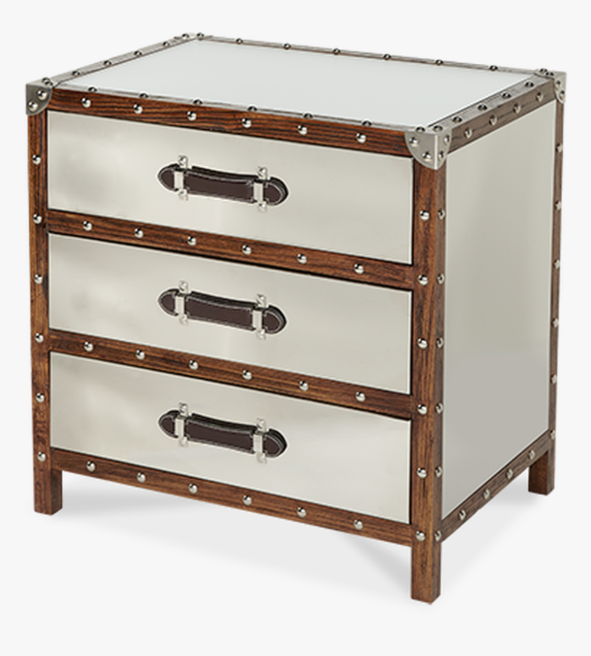 Rustic Cherry Finish Nail Head Trim Square Legs White - Chest, HD Png Download