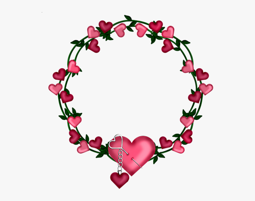 Transparent Frame Wreath With Hearts - Wreath Of Hearts, HD Png Download