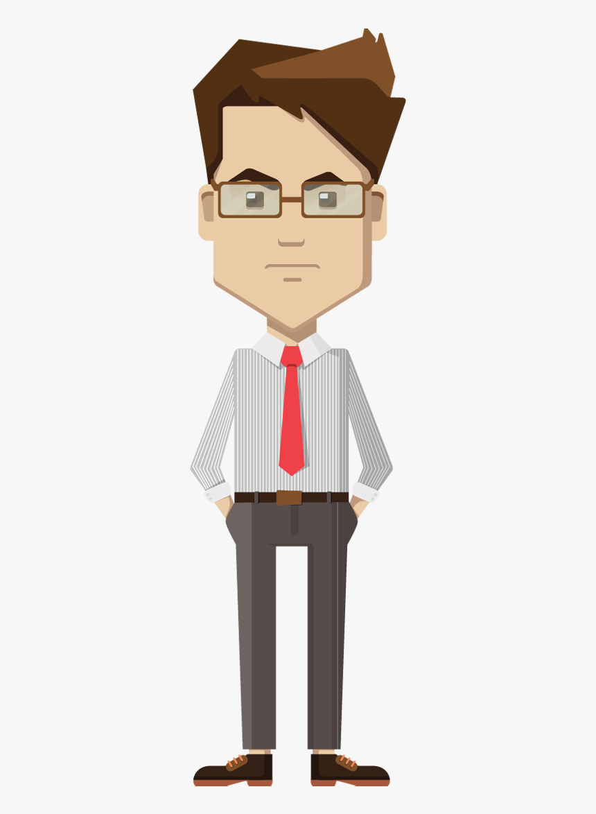 Cartoon Businessman Standing And Unhappy - Person Clipart, HD Png Download