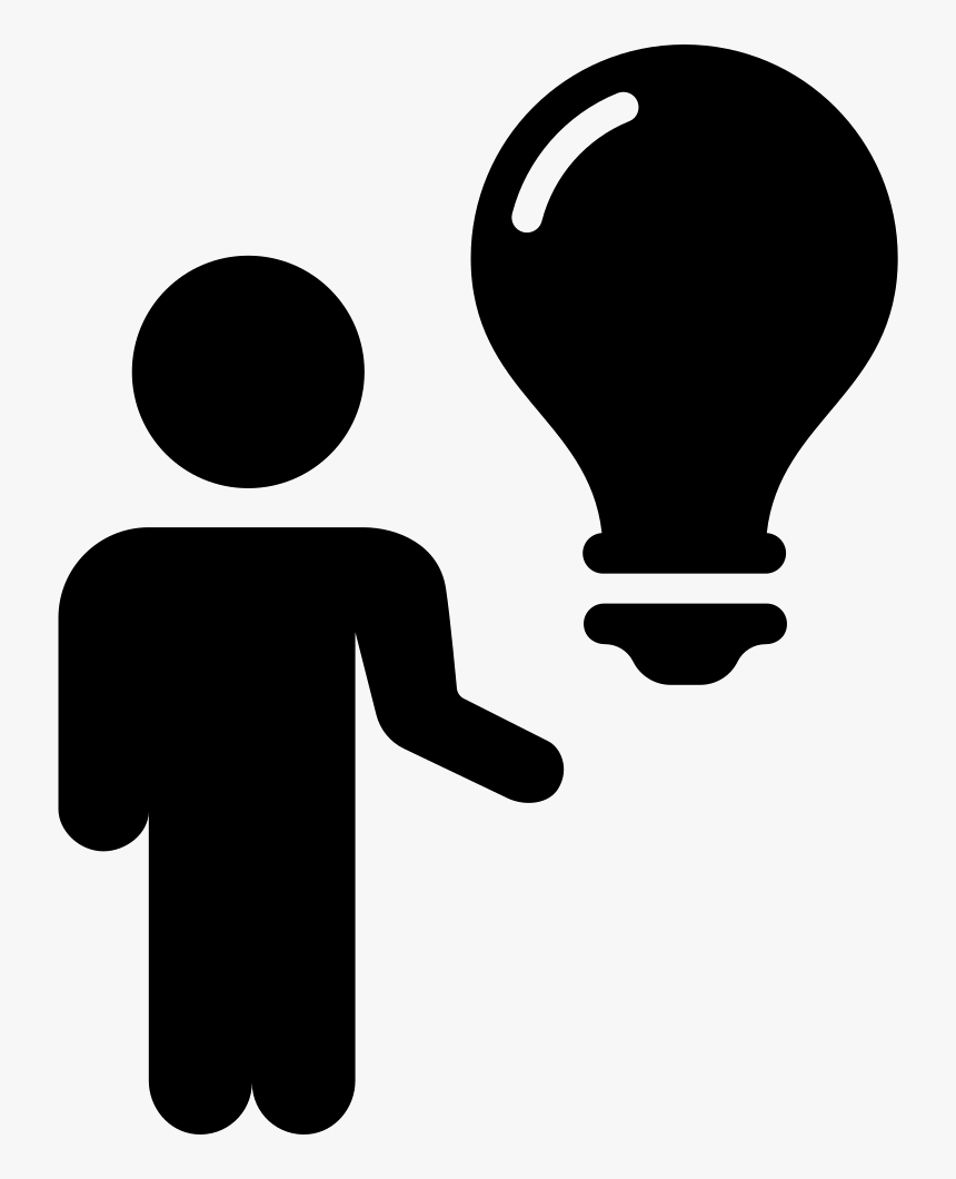 Man Standing With A Lightbulb - Person With Idea Symbol, HD Png Download