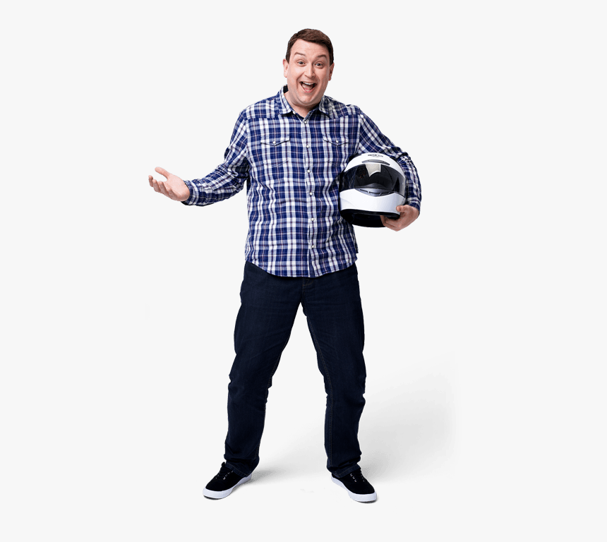 Joe Holding A Racing Helmet - Man Holding Helmet Png, Transparent Png