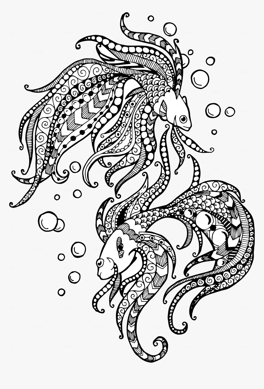 Pisces Drawing Watercolor - Pisces Doodle, HD Png Download