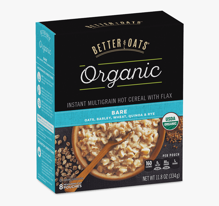 Better Oats Organic Bare Instant Oatmeal Box Image - Better Oats Bare, HD Png Download