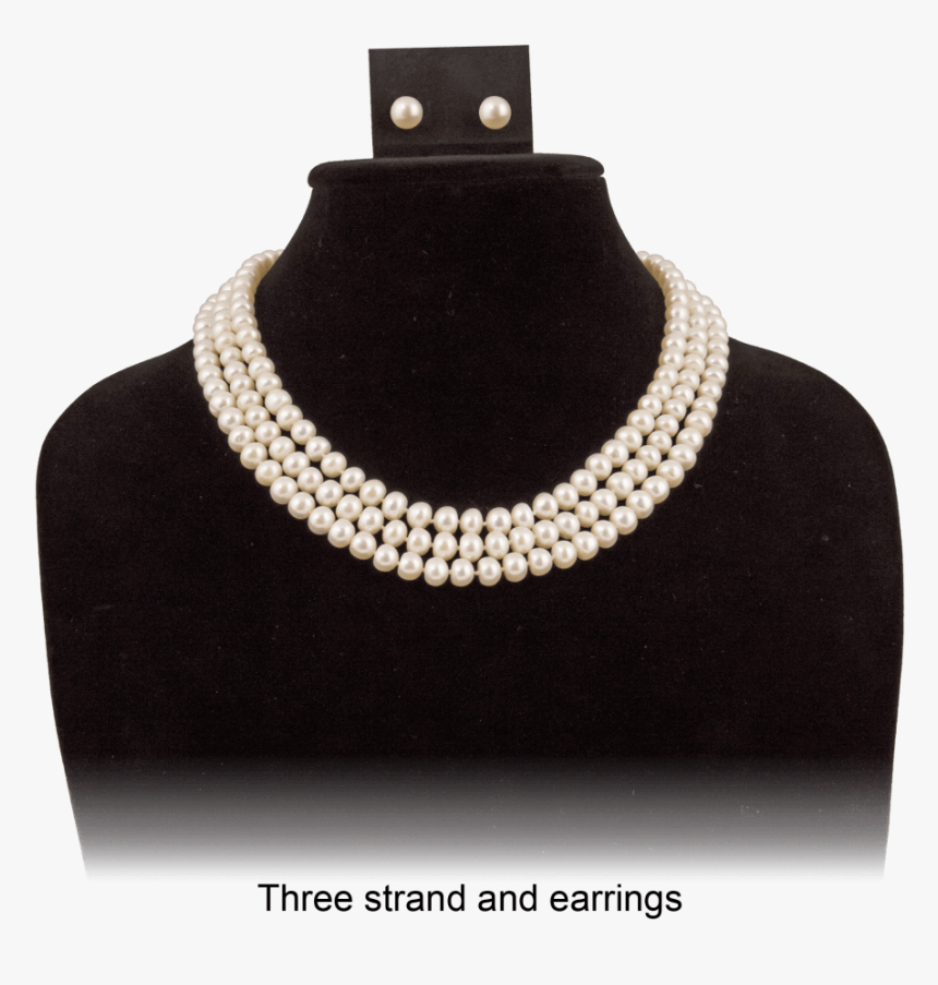 3 Row Pearl Necklace - Pearl, HD Png Download