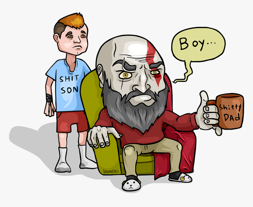 Kratos And His Shit Son - Cartoon, HD Png Download