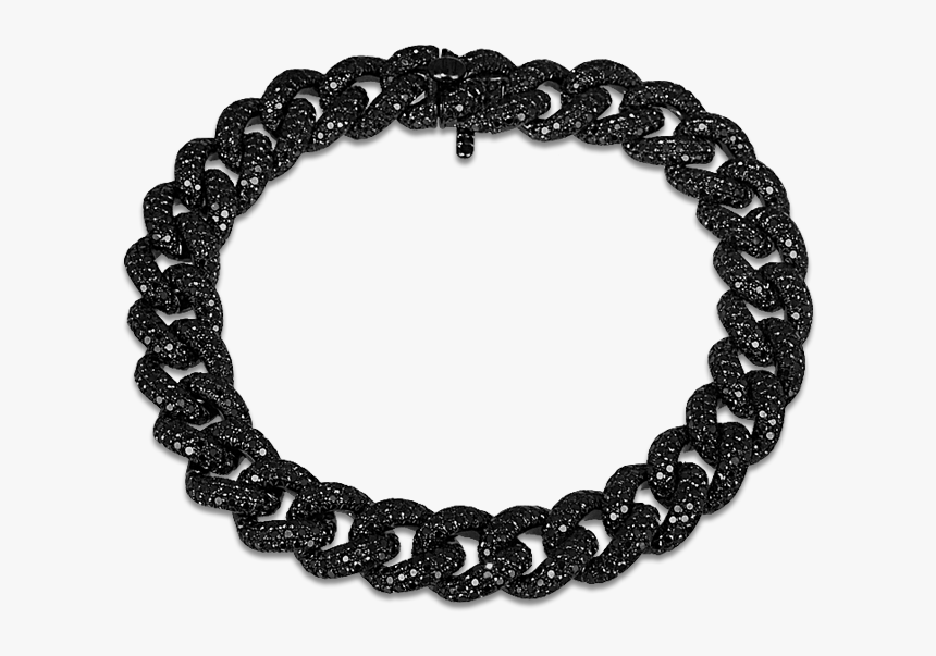 Black Diamond Cuban Link Bracelet, HD Png Download