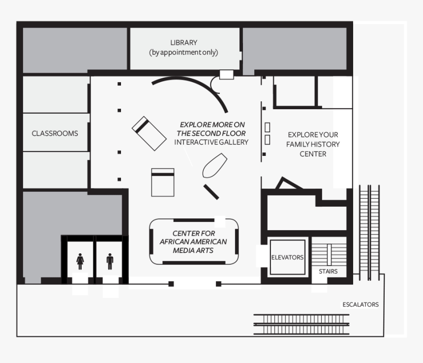 Level 2 Floor Map - African American Museum Floor Plan, HD Png Download