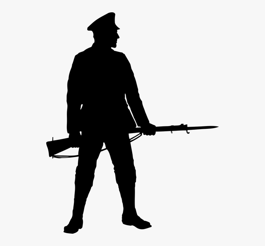 Bayonet, Human, Man, Rifle, Silhouette, Soldier - Silhouette Soldier Clipart, HD Png Download