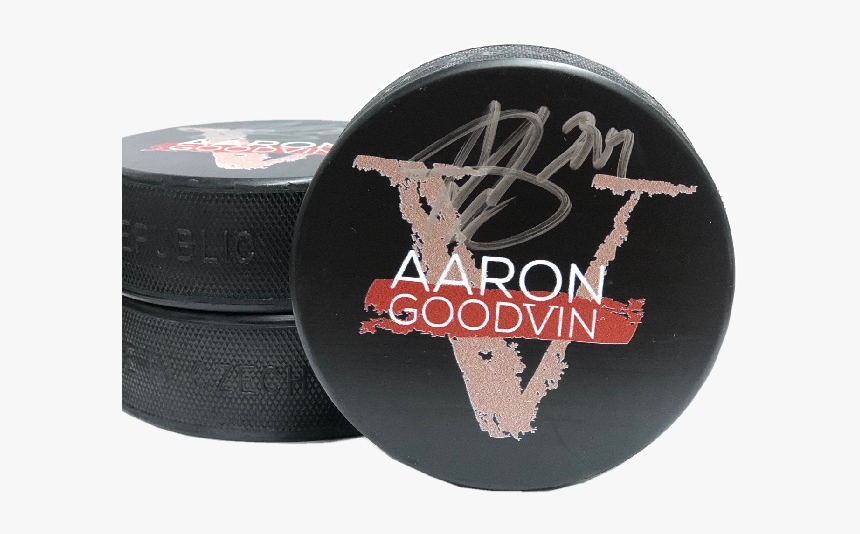 Aaron Goodvin Autographed Hockey Puck V Album Logo - Reindeer, HD Png Download
