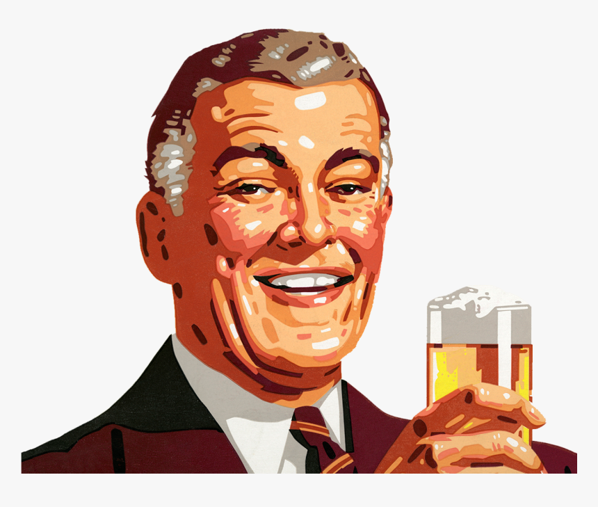 Drink Illustration Beer The With Man Clipart - Bebendo Cerveja Png, Transparent Png