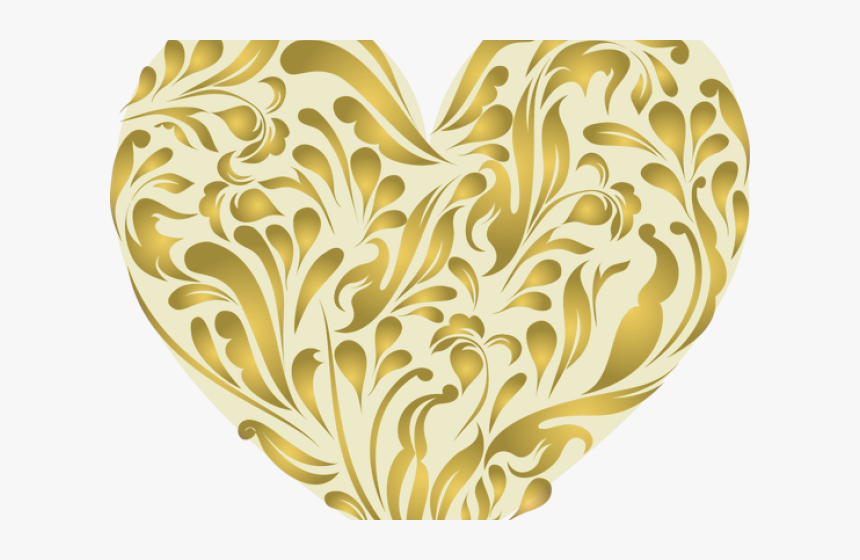 Transparent Gold Swirl Clipart - Gold Heart Clip Art, HD Png Download