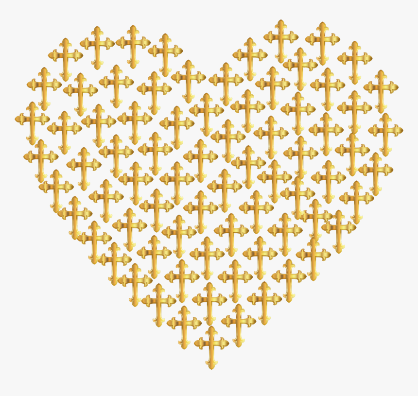 Love Heart Crosses Gold No Background Clip Arts - Transparent Background Gold Heart Symbol, HD Png Download