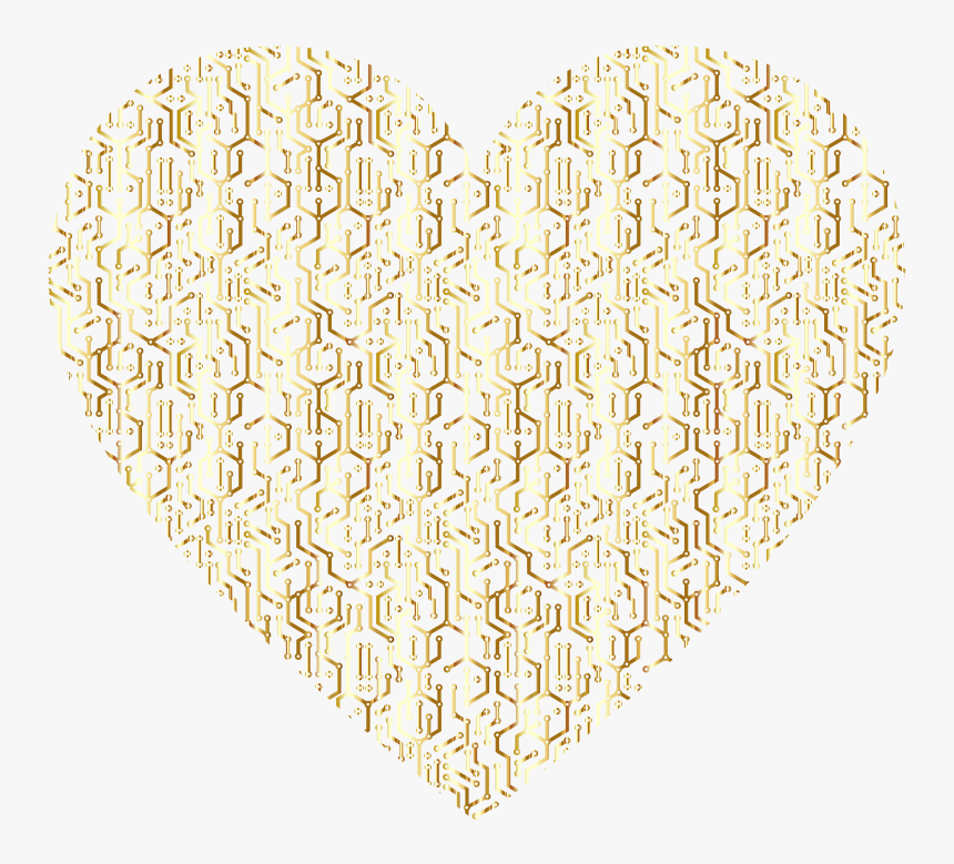Gold Electronic Heart No Background - Gold Transparent Background Heart Png, Png Download