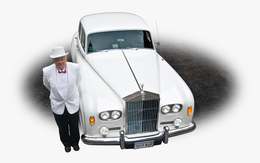 Photo Of A Chauffeur In Front Of A White 1964 Rolls-royce - Antique Car, HD Png Download