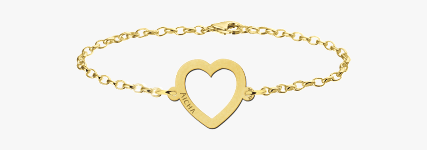 Gold Heart Bracelet - Armbandje 14 Krt Goud Cirkel Hartje, HD Png Download