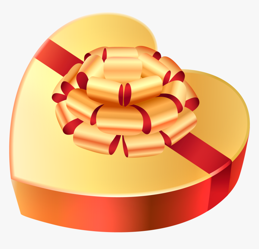 Gold Heart Chocolates Box Png Clipart Picture - Gold Heart Box Of Chocolate, Transparent Png