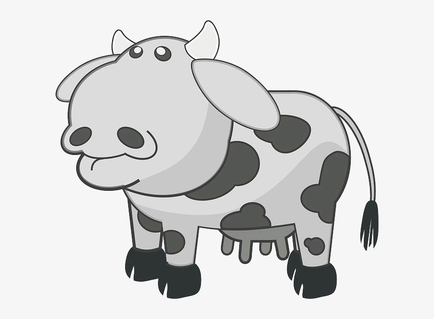 Cow, Black And White, Animal, Mammal, Cattle, Farms - Cow Clip Art, HD Png Download