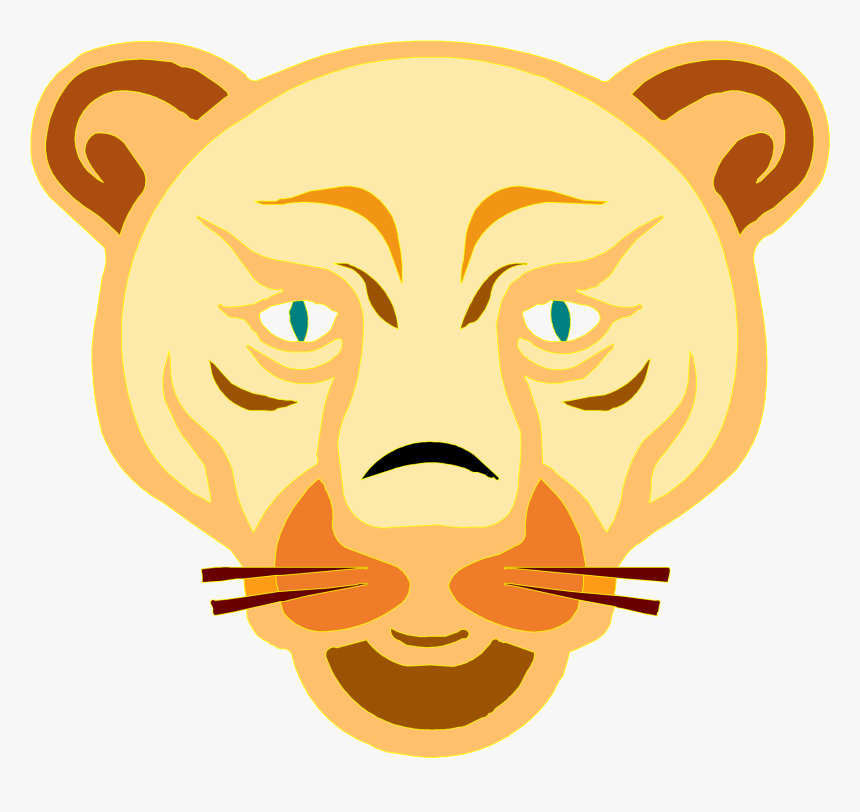 Transparent Angry Lion Png - Mountain Lion Cartoon Face, Png Download