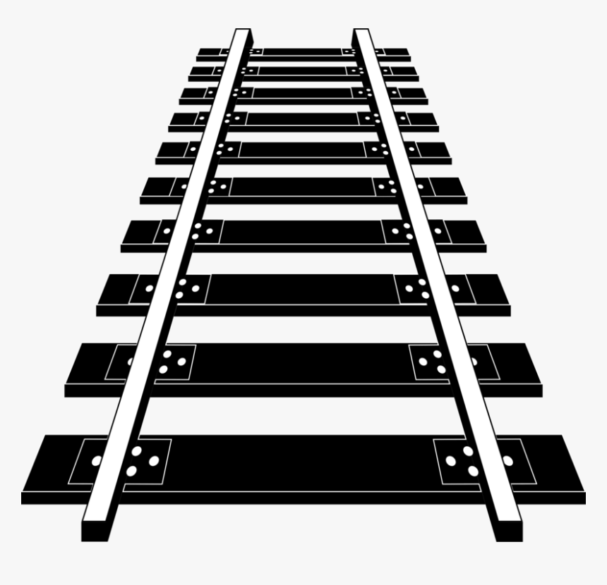 Railroad, Track, Rail, Transportation, Train - Train Track Clipart Black And White, HD Png Download