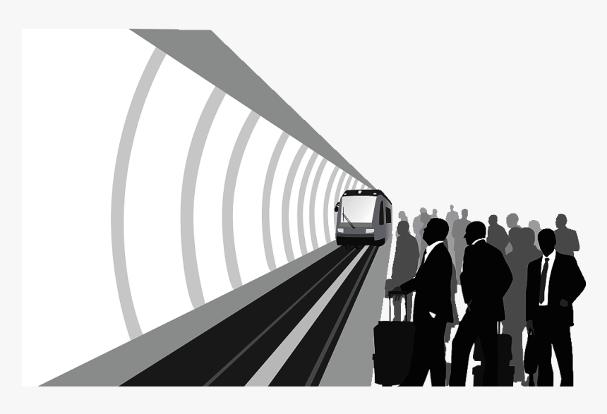 Train Rail Transport Rapid Transit Silhouette Illustration - Silhouette Train Station Clipart, HD Png Download