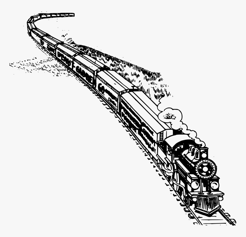 Line Art,hardware Accessory,monochrome - Clipart Black And White Long Train, HD Png Download