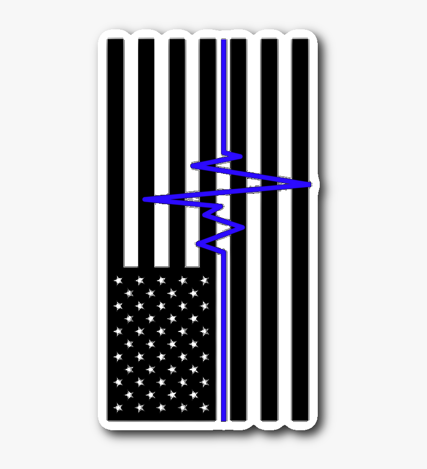 Blue Ekg Thin Blue Line Flag Sticker - Lex Drewinski, HD Png Download