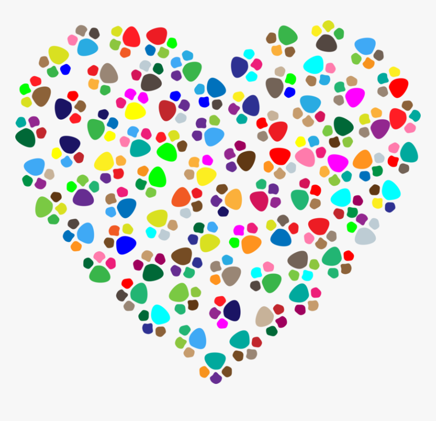Heart,area,circle - Paw Print Heart Shape, HD Png Download