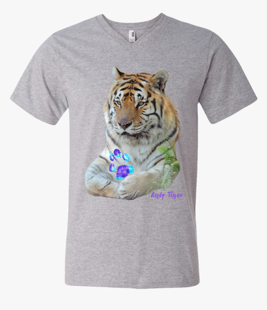 Andy Tiger Paw Print Men S Printed V-neck T - T-shirt, HD Png Download