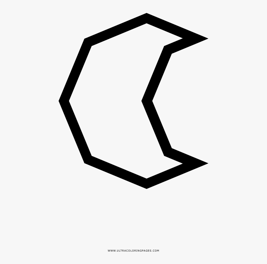 Crescent Moon Coloring Page - Line Art, HD Png Download