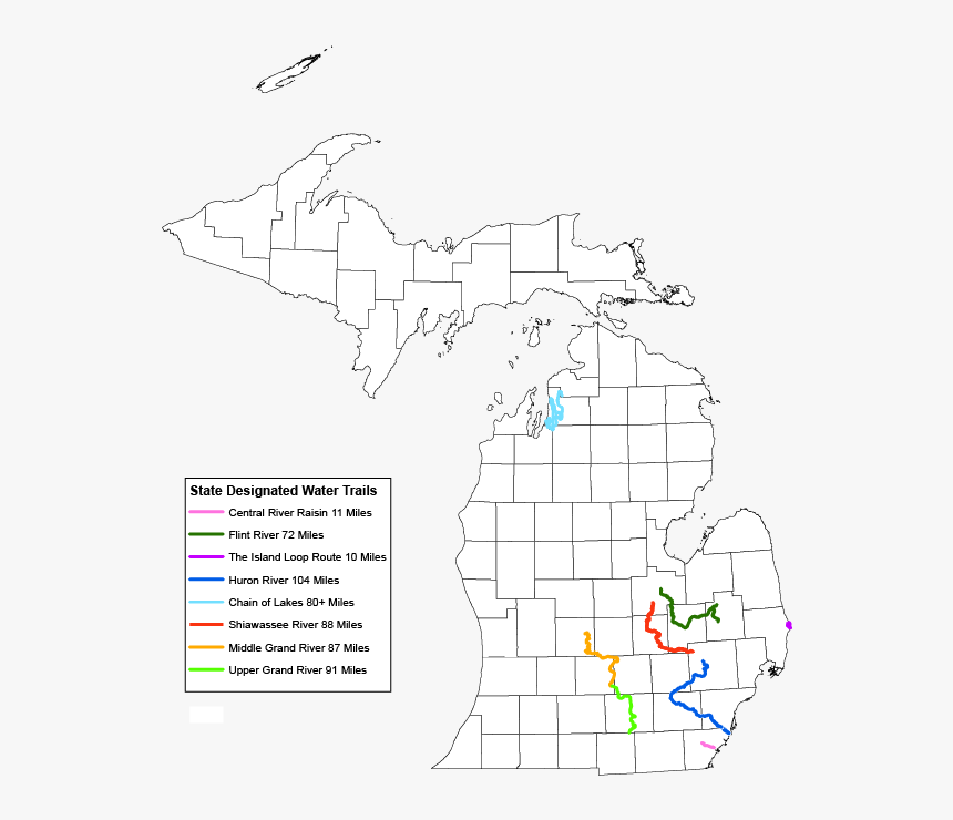 Map Of Water Trails - Debbie Stabenow District, HD Png Download