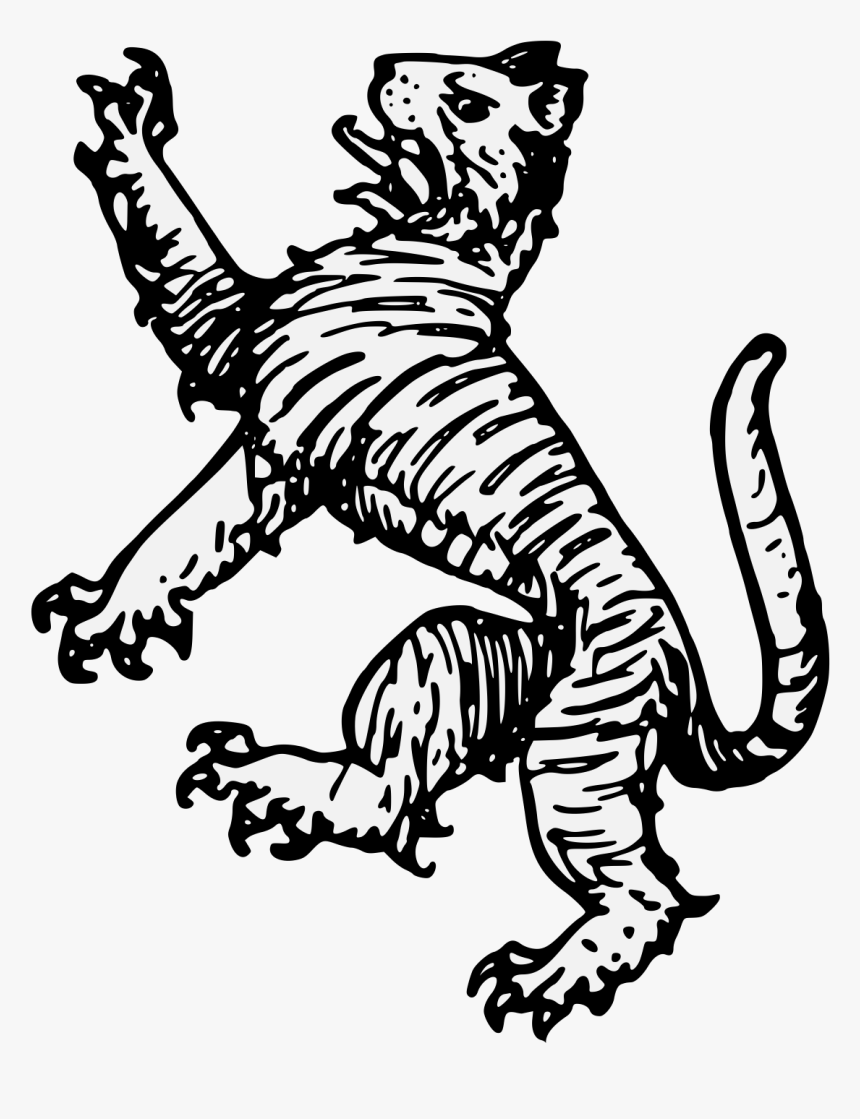 Transparent Tiger Stripes Png - Rampant Tiger Black And White, Png Download