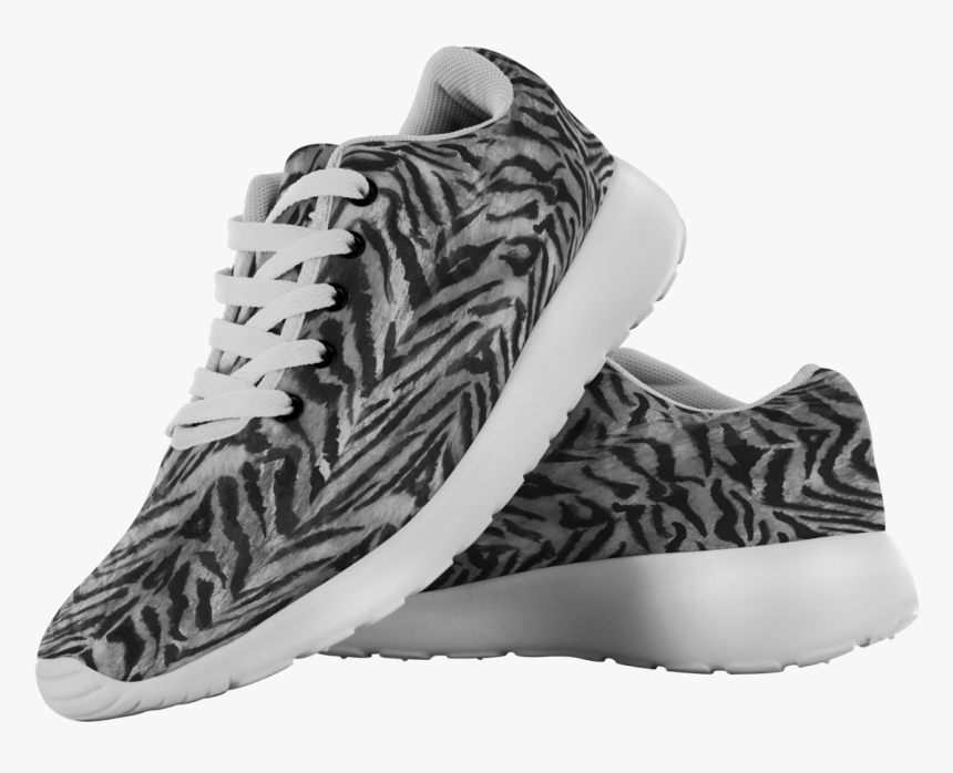 Grey Tiger Striped Low-top Sneakers/ Running Shoes - Shoe, HD Png Download