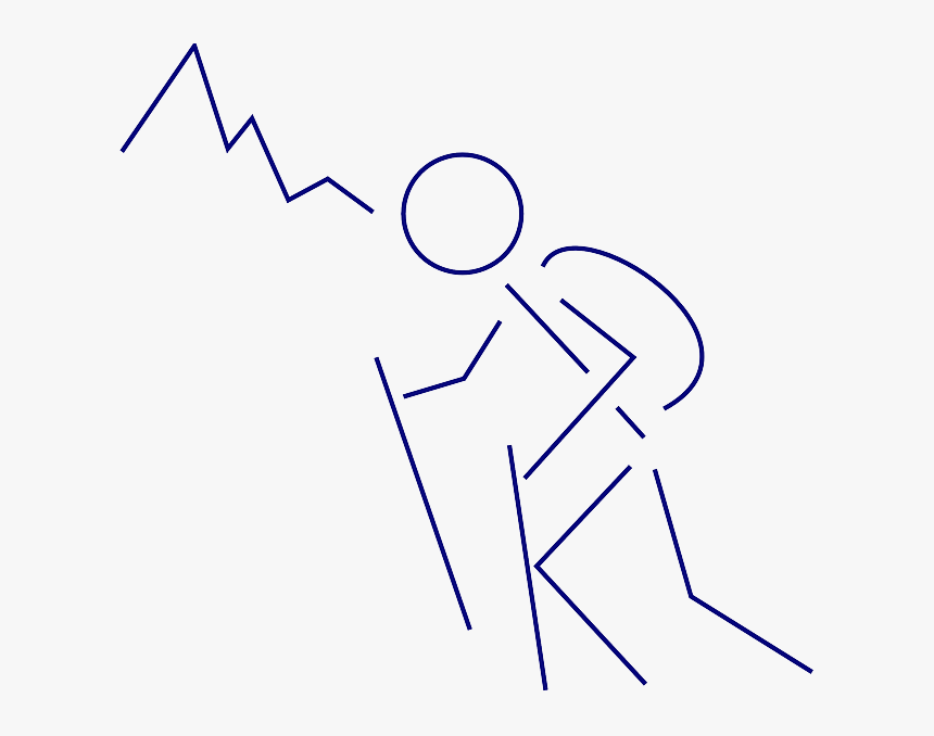 Blue, Outline, Mountain, Person, White, Backpack, Ark - Mountain Vector, HD Png Download