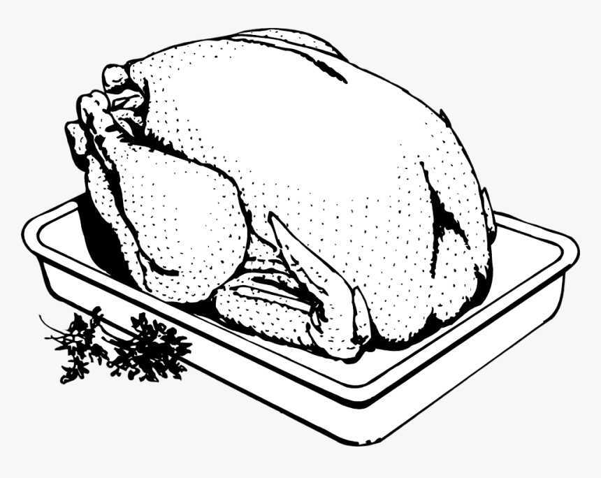 Drawing Turkey Cooked - Cooked Turkey Clip Art Black And White, HD Png Download