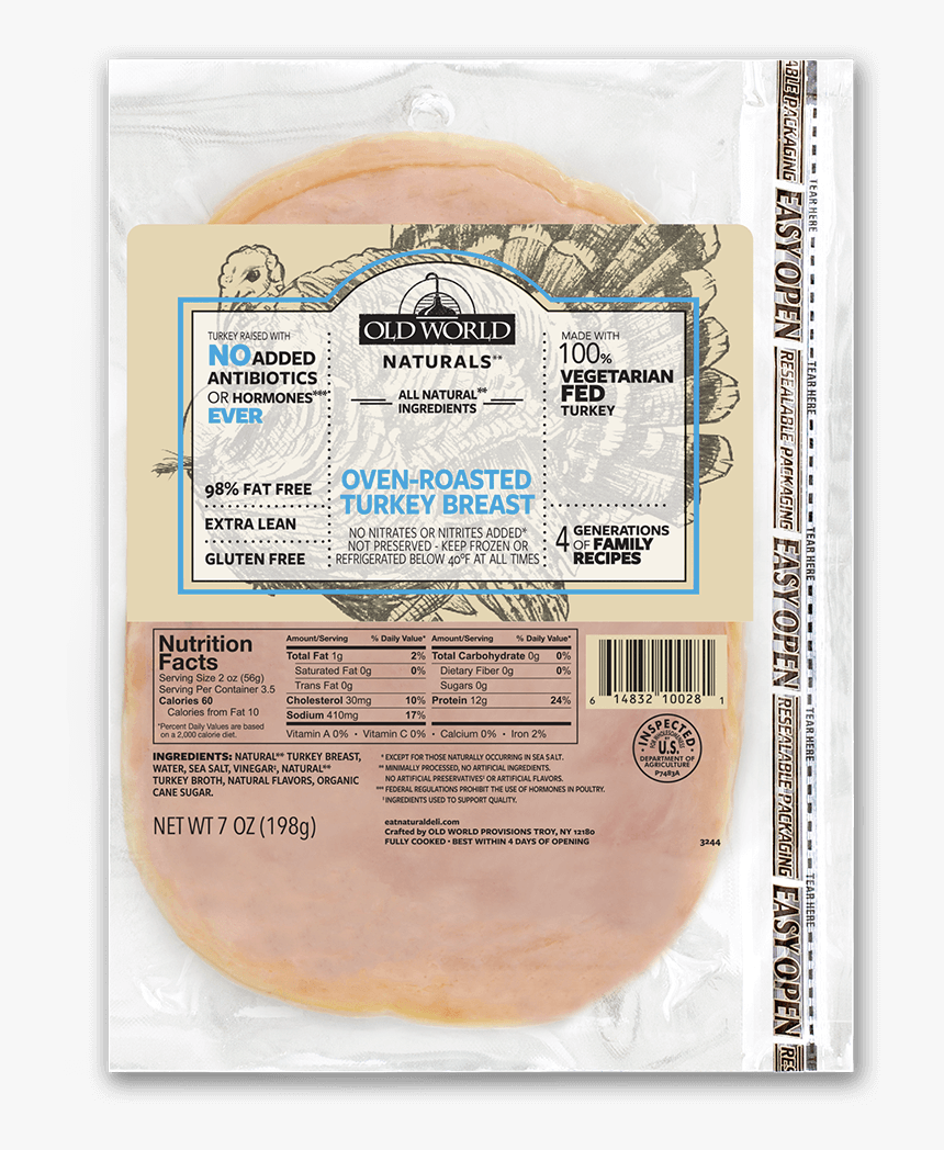 Package Of Deli Turkey - Old World Naturals Oven Roasted Turkey Breast, HD Png Download