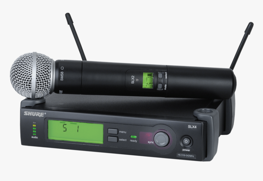 Shure Slx24/sm58 Handheld Wireless Microphone System - Shure Slx24 Sm58, HD Png Download