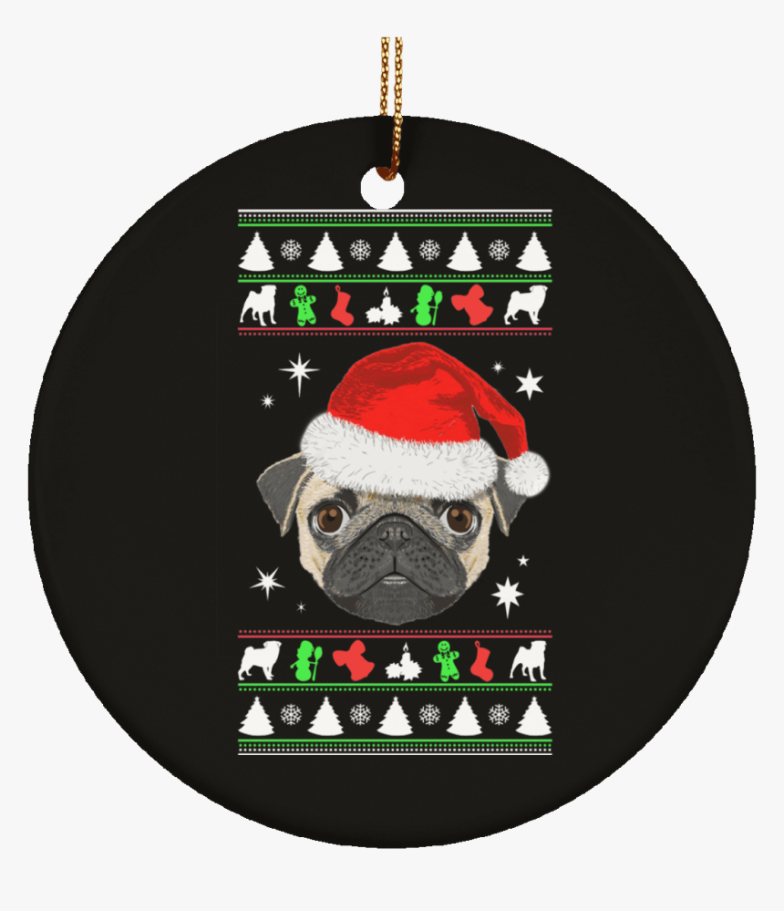 Pug Face Christmas Ornaments - T-shirt, HD Png Download