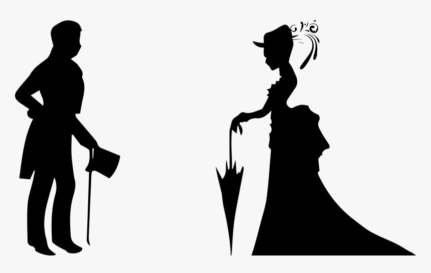 Married Couple Silhouette Clipart - Silhouette Victorian Person, HD Png Download