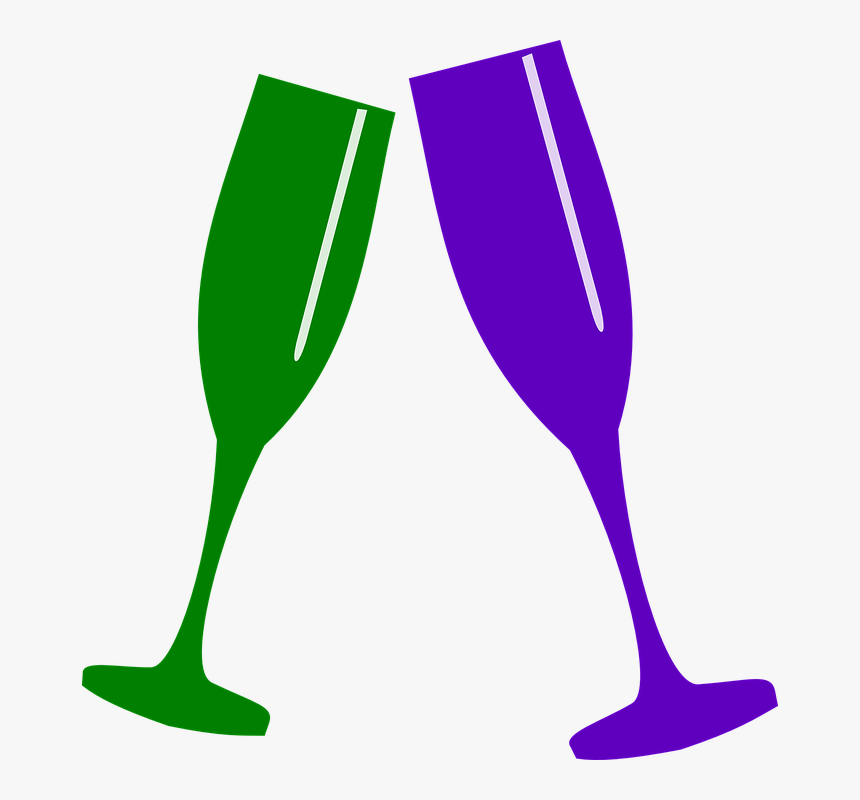 Champagne Glasses Clip Art Free - Pink Champagne Glasses Clipart, HD Png Download