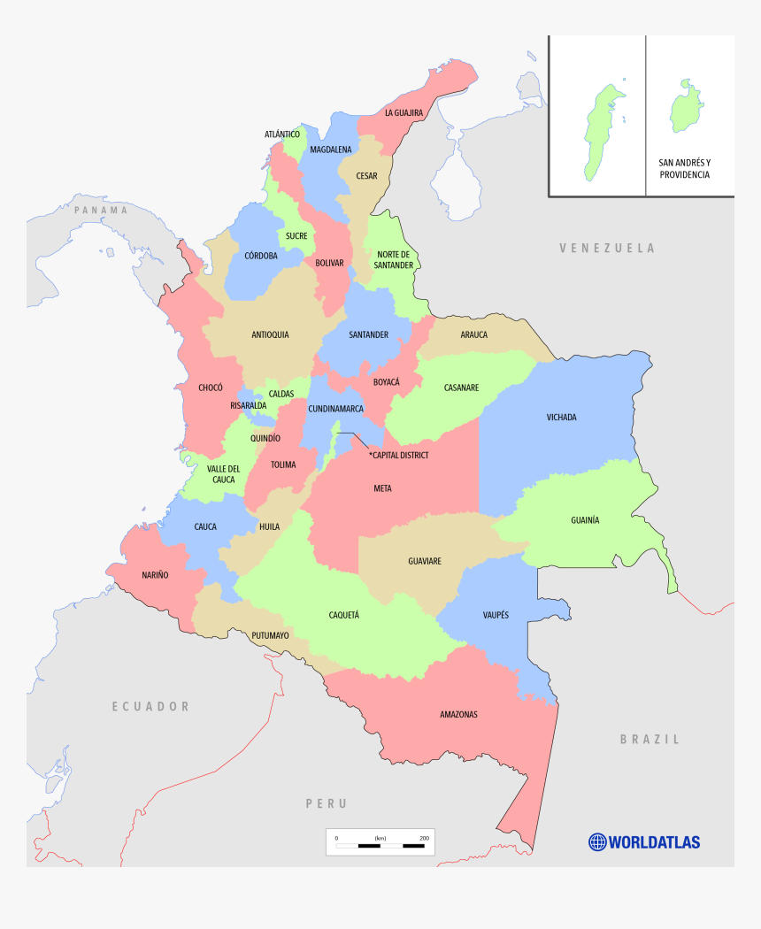 Map Of Colombian Departments - Venezuela Flag And Map, HD Png Download
