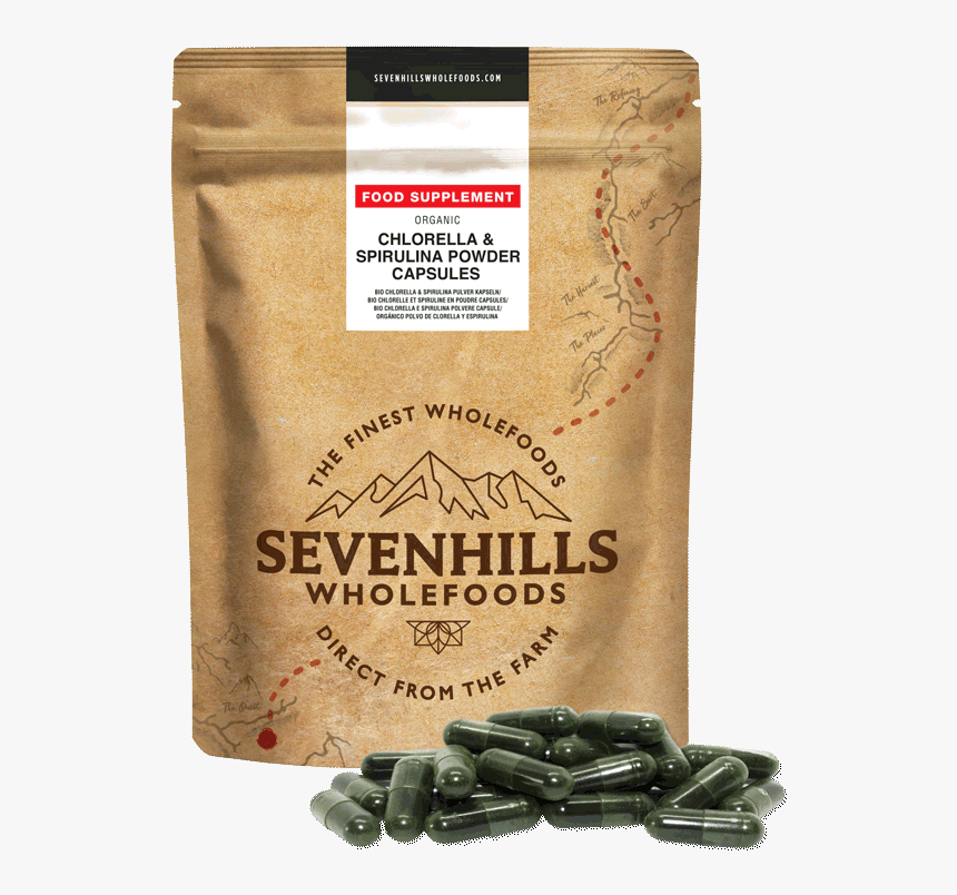 Sevenhills Wholefoods Organic Chlorella & Spirulina - Chlorella Seven Hills, HD Png Download