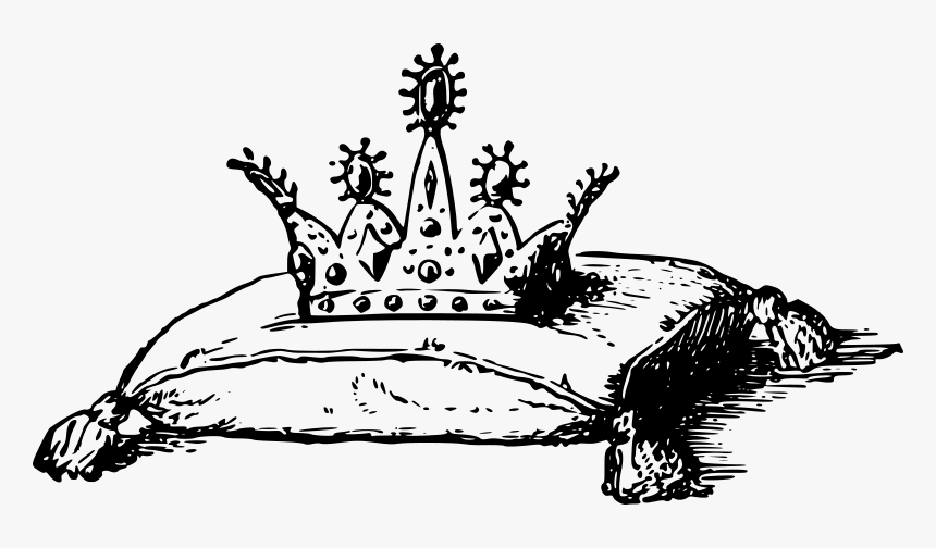Crown On A Cushion - Black And White Free Clip Crown On Pillow, HD Png Download