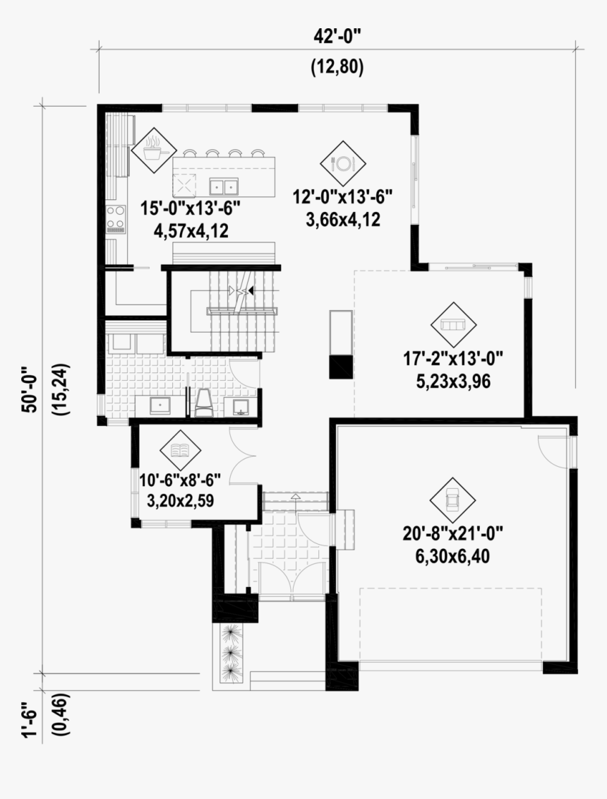 U Shaped Stairs In Plan, HD Png Download