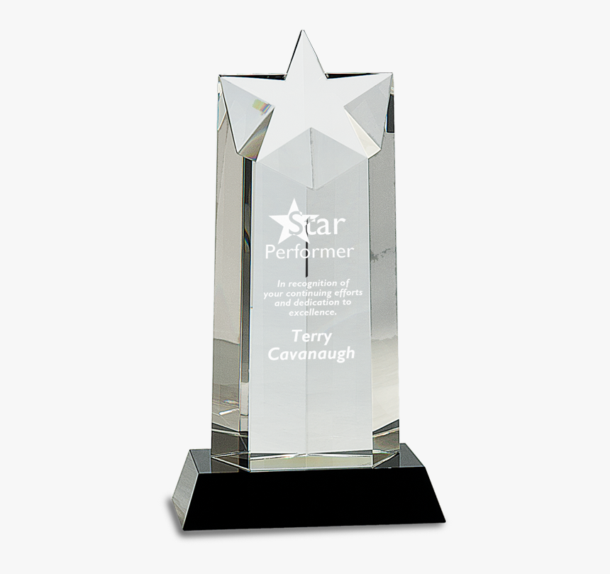 10” Tall Premier Optic Crystal Star Award Mounted On - Award Trophy Crystal Png, Transparent Png