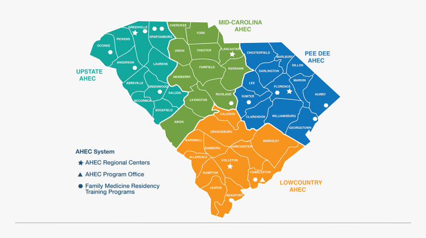 The South Carolina Ahec System Consists Of The Program - Regions Of Sc, HD Png Download